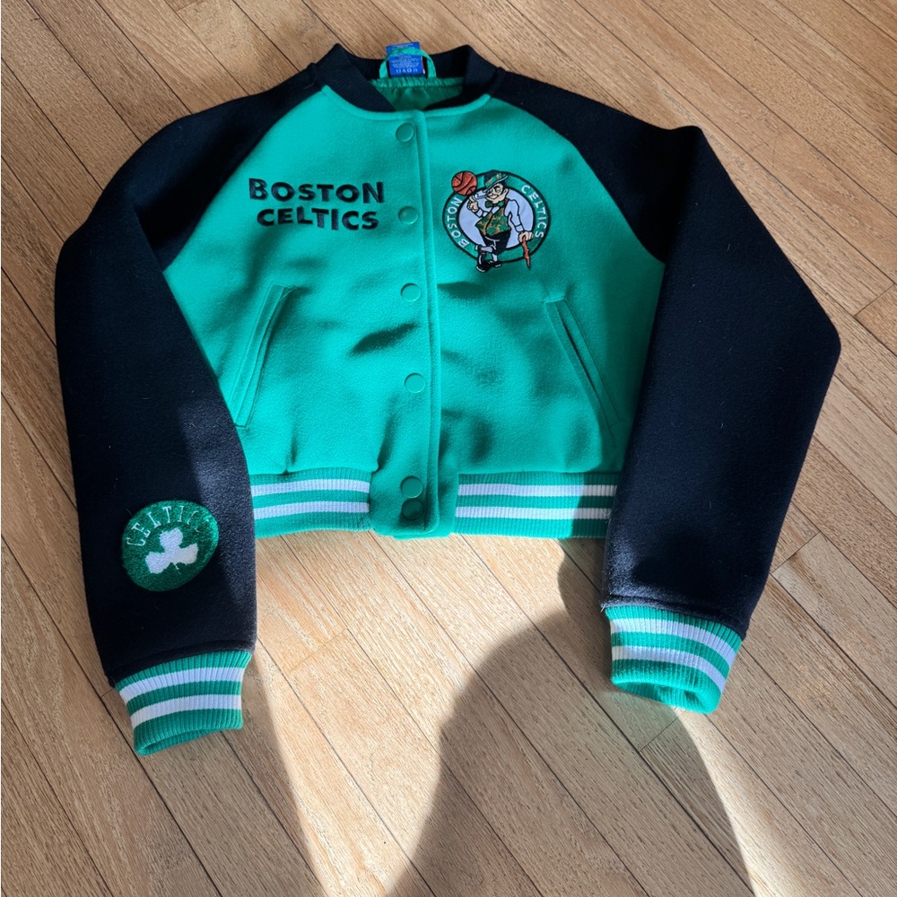 NBA Boston Celtics Green and Black Varsity Jacket